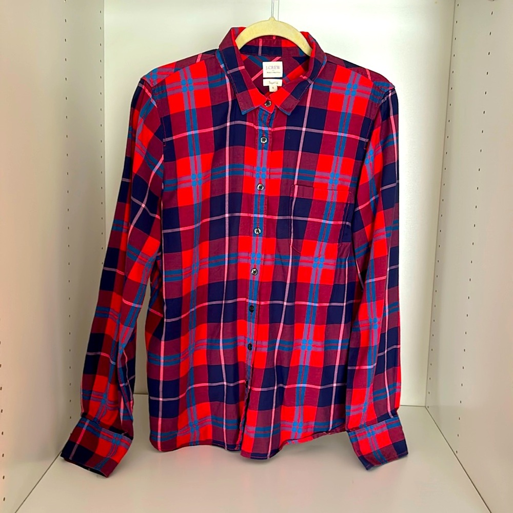 J Crew perfect fit plaid button down shirt
